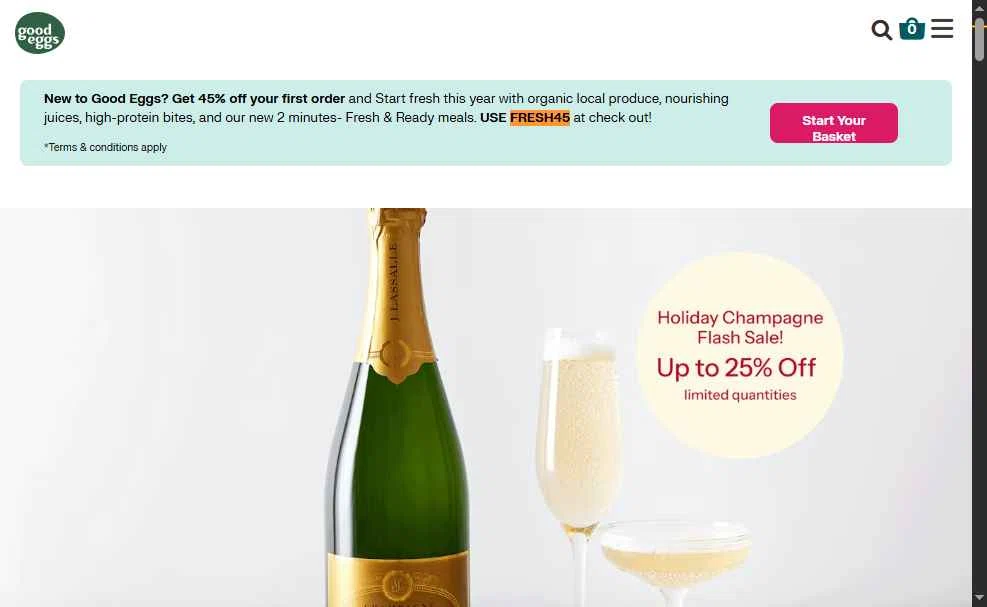 Good Eggs checkout page showing Good Eggs promo code box | Screenshot taken by SimplyCodes community member on Dec 25, 2025