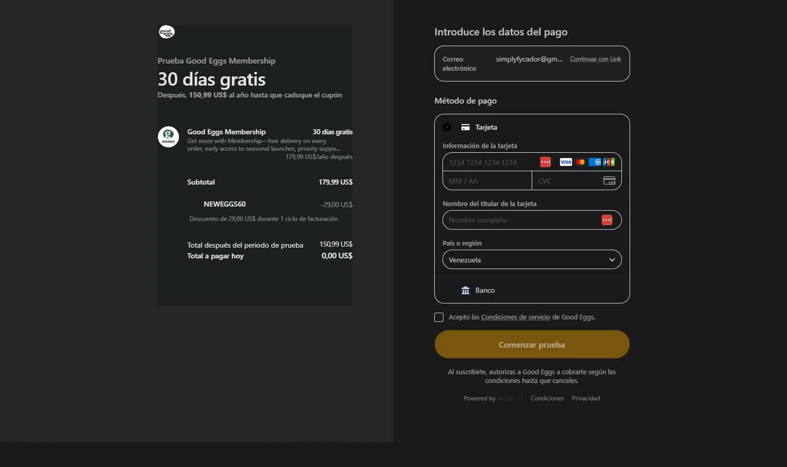 Good Eggs checkout page showing Good Eggs promo code box | Screenshot taken by SimplyCodes community member on Nov 10, 2025