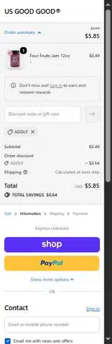 addly coupon verification screenshot