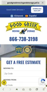 Good Greek Moving & Storage coupon verification screenshot