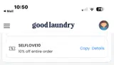 SELFLOVE10 coupon verification screenshot