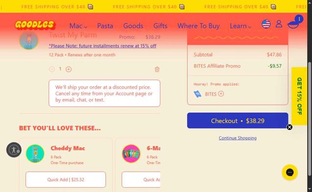 Goodles checkout page showing Goodles promo code box | Screenshot taken by SimplyCodes community member on Jun 11, 2025