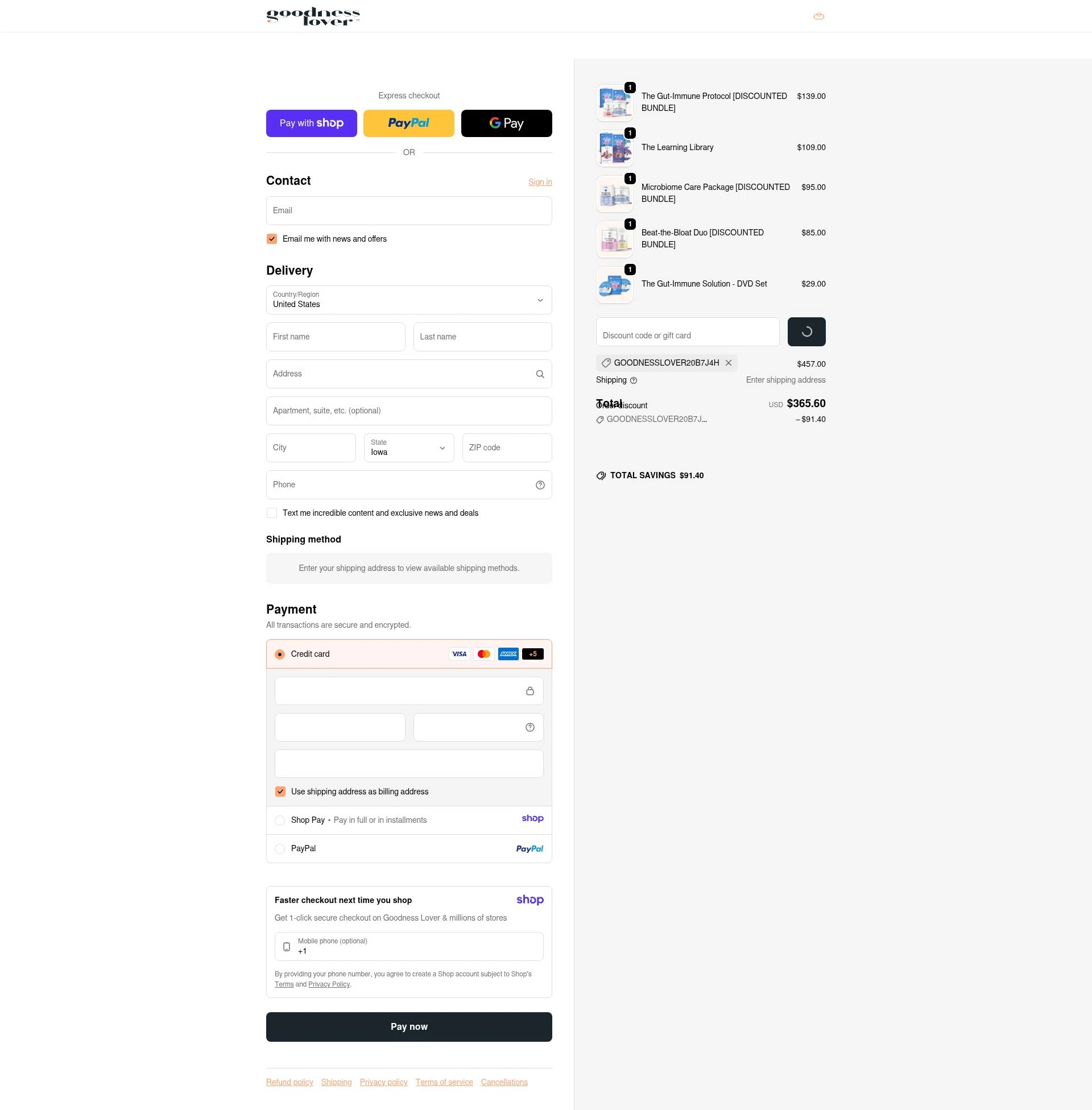 Goodness Lover checkout page showing Goodness Lover coupon code box | Screenshot taken by SimplyCodes community member on Jan 10, 2026