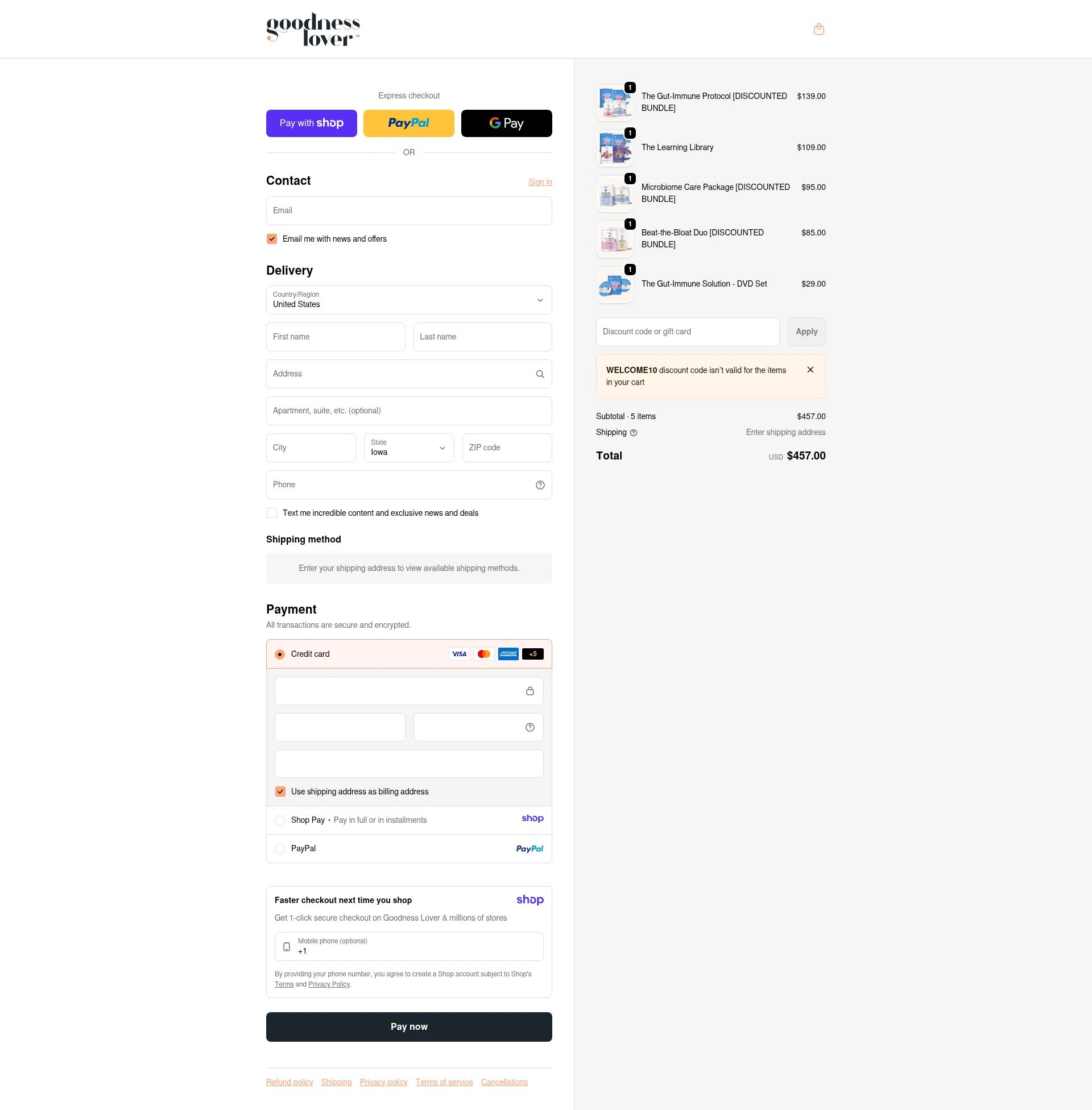 Goodness Lover checkout page showing Goodness Lover coupon code box | Screenshot taken by SimplyCodes community member on Jan 10, 2026