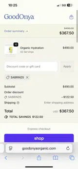 GOODONYA coupon verification screenshot