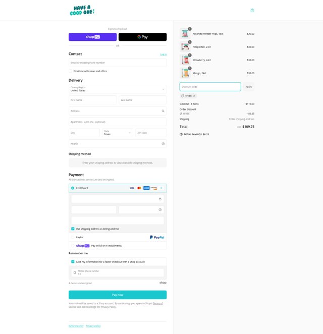 GoodPop checkout page showing GoodPop coupon code box | Screenshot taken by SimplyCodes community member on Jun 19, 2025