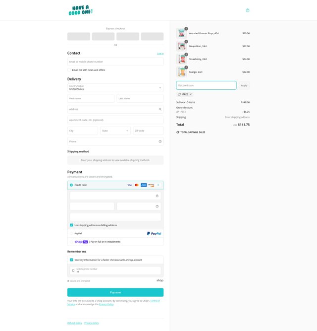 GoodPop checkout page showing GoodPop coupon code box | Screenshot taken by SimplyCodes community member on Apr 20, 2025