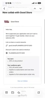 PLANNEROLOGYSTUDIO coupon verification screenshot
