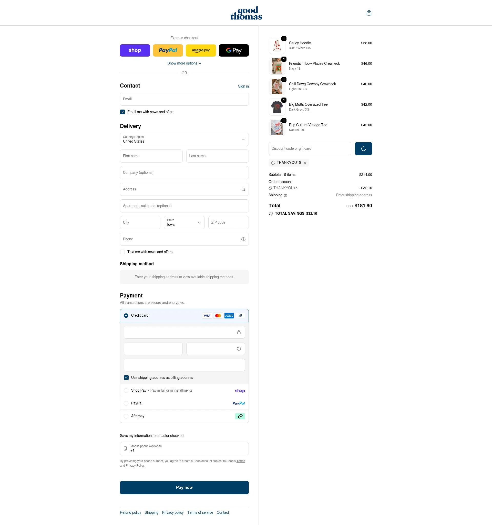 Good Thomas checkout page showing Good Thomas discount code box | Screenshot taken by SimplyCodes community member on Feb 4, 2026
