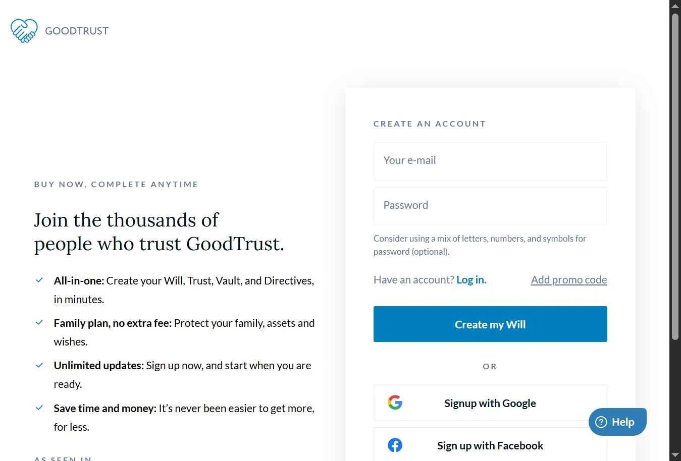 GoodTrust checkout page showing GoodTrust promo code box | Screenshot taken by SimplyCodes community member on Sep 24, 2025