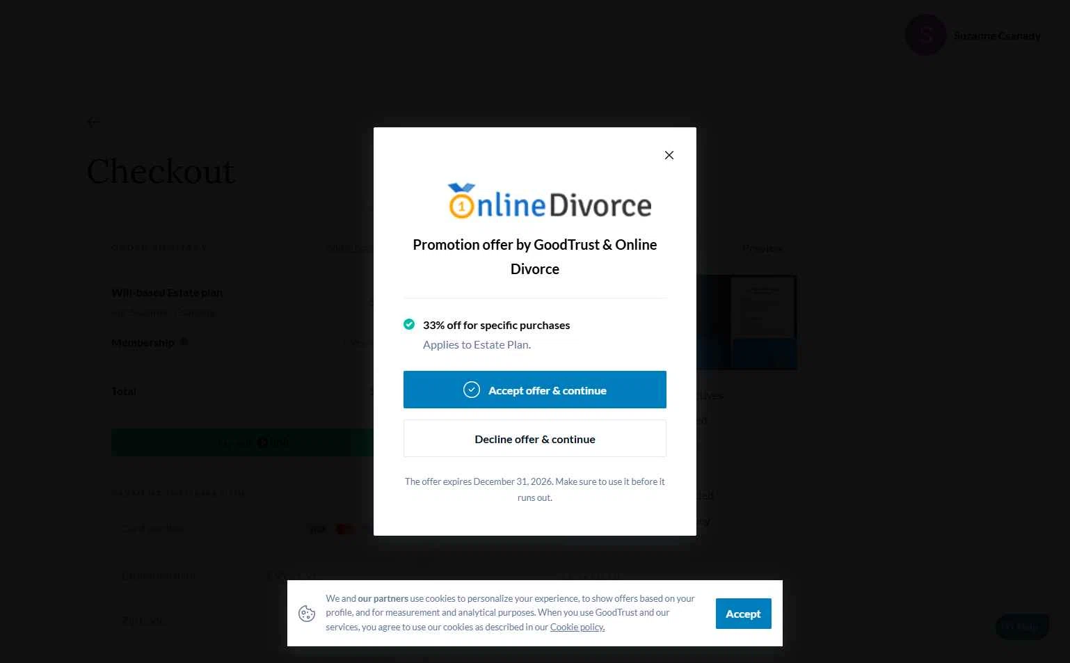 GoodTrust checkout page showing GoodTrust promo code box | Screenshot taken by SimplyCodes community member on Nov 5, 2025