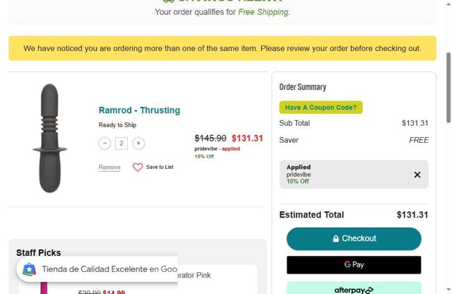 Good Vibrations checkout page showing Good Vibrations promo code box | Screenshot taken by SimplyCodes community member on Jun 20, 2025