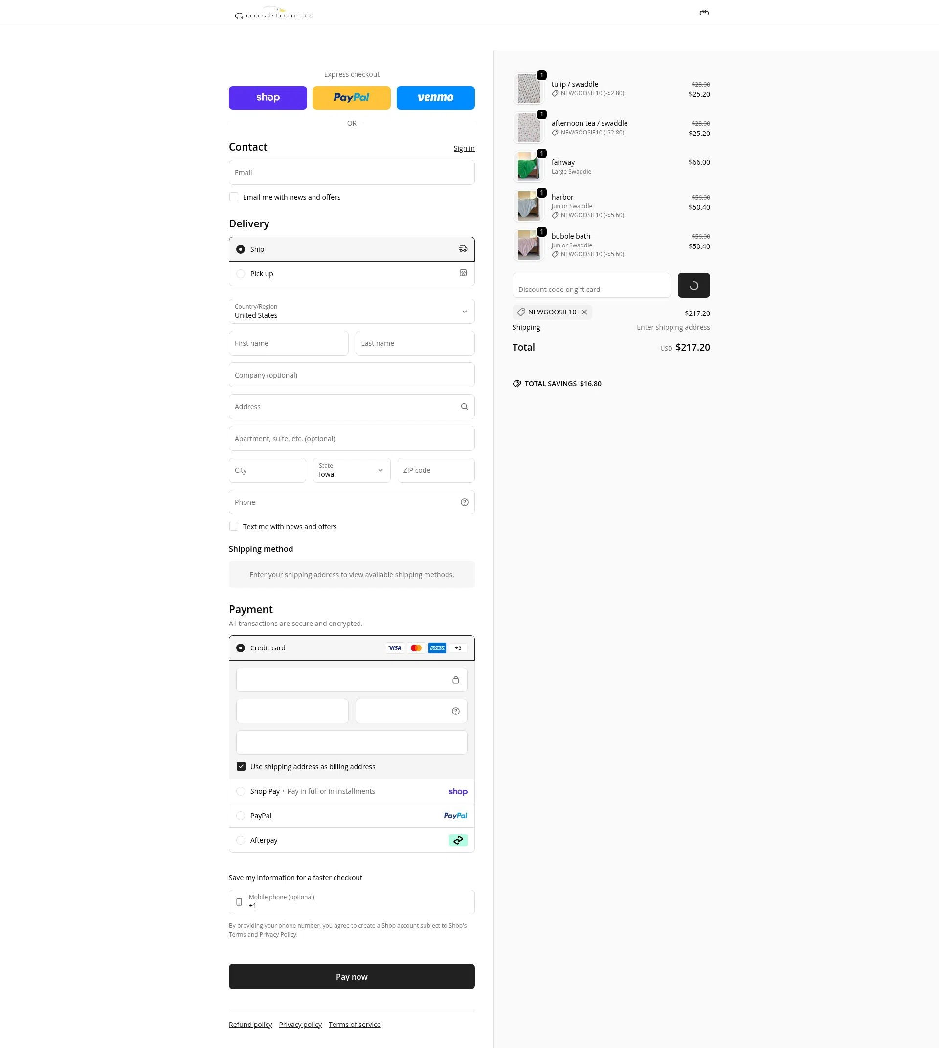 Goosebumps Shop checkout page showing Goosebumps Shop promo code box | Screenshot taken by SimplyCodes community member on Feb 6, 2026
