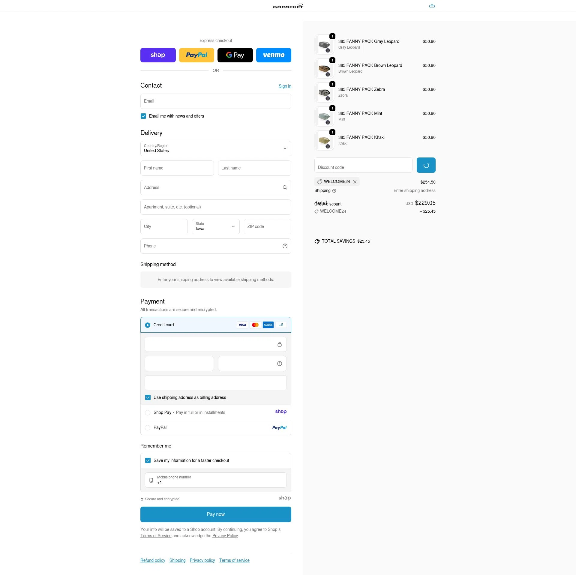 GOOSEKET checkout page showing GOOSEKET discount code box | Screenshot taken by SimplyCodes community member on Jan 6, 2026