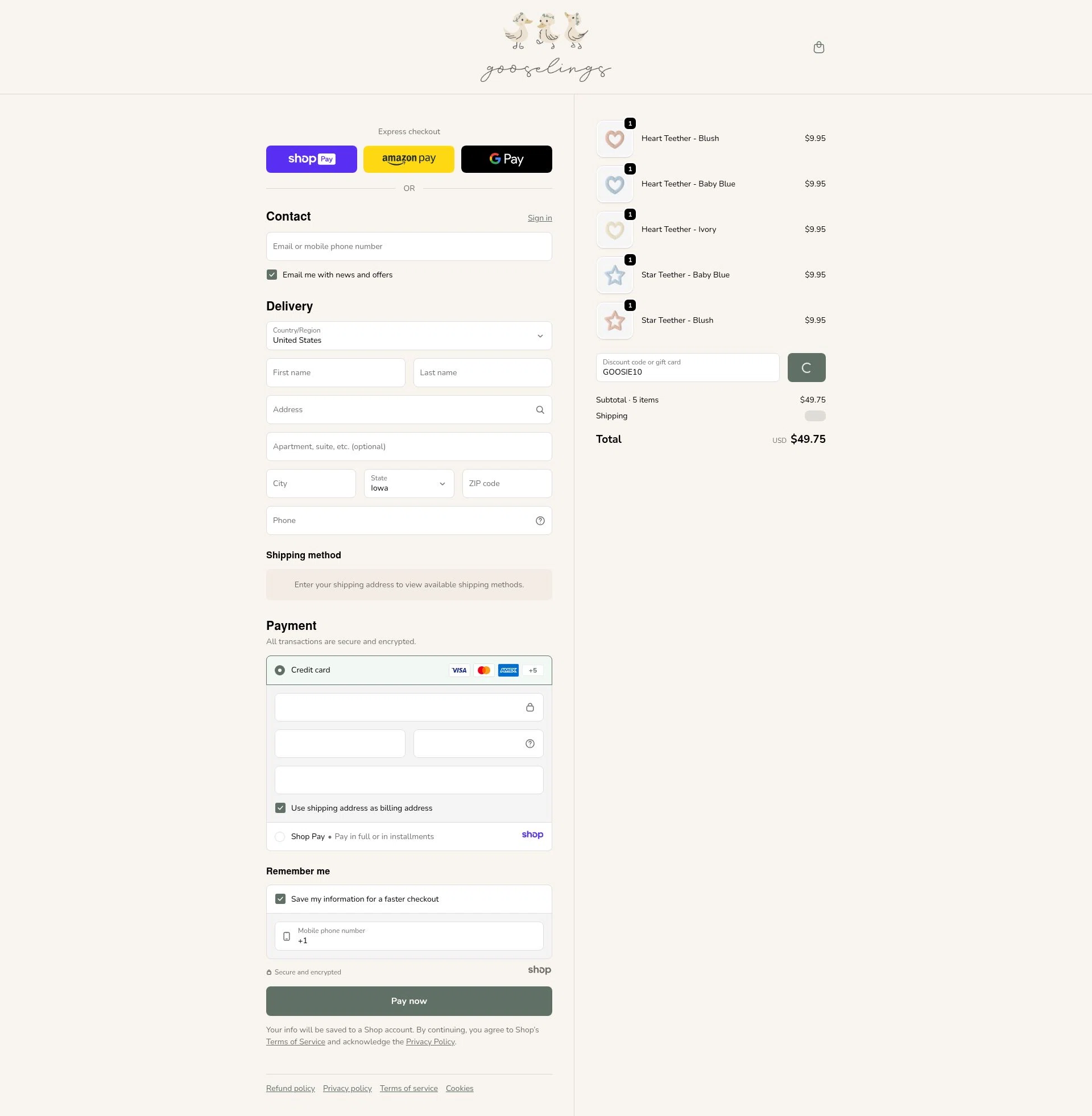 Gooselings checkout page showing Gooselings promo code box | Screenshot taken by SimplyCodes community member on Jan 6, 2026