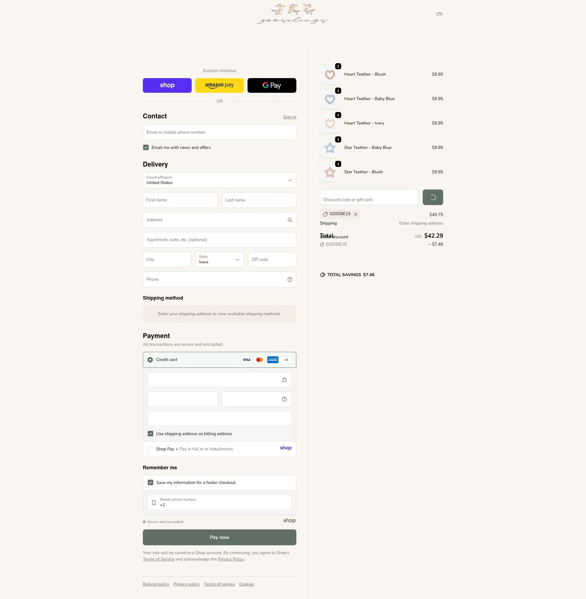 Gooselings checkout page showing Gooselings promo code box | Screenshot taken by SimplyCodes community member on Jan 1, 2026