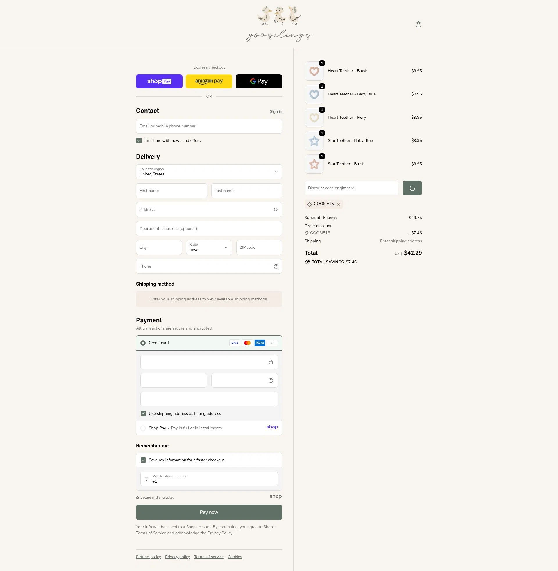 Gooselings checkout page showing Gooselings promo code box | Screenshot taken by SimplyCodes community member on Jan 6, 2026
