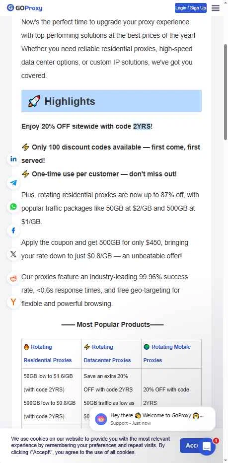 GoProxy checkout page showing GoProxy promo code box | Screenshot taken by SimplyCodes community member on Aug 22, 2025