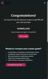 GoSkills coupon verification screenshot