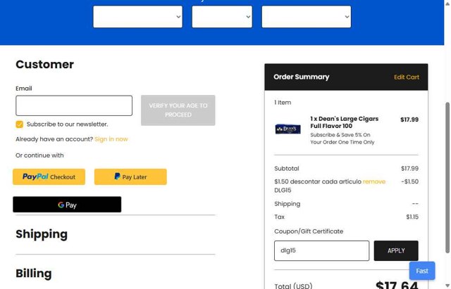 Gotham Cigars checkout page showing Gotham Cigars coupon code box | Screenshot taken by SimplyCodes community member on Jun 16, 2025