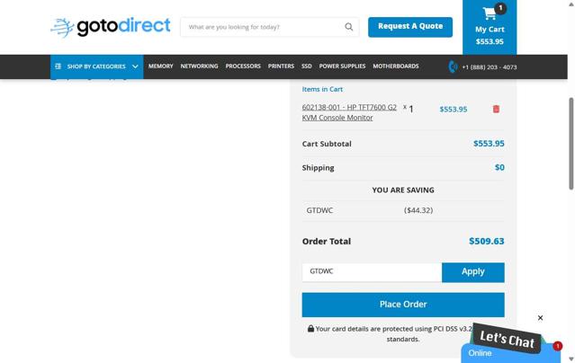 GotoDirect checkout page showing GotoDirect promo code box | Screenshot taken by SimplyCodes community member on May 21, 2025