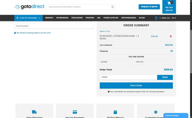 GotoDirect checkout page showing GotoDirect promo code box | Screenshot taken by SimplyCodes community member on Sep 11, 2025