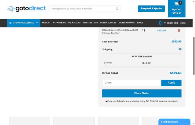GotoDirect checkout page showing GotoDirect promo code box | Screenshot taken by SimplyCodes community member on Aug 16, 2025