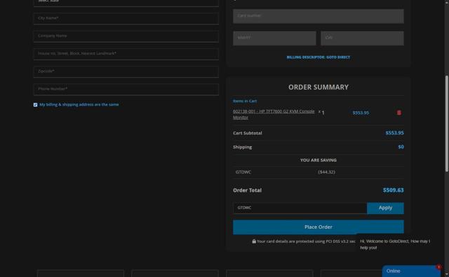 GotoDirect checkout page showing GotoDirect promo code box | Screenshot taken by SimplyCodes community member on May 21, 2025