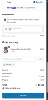 Dreams coupon verification screenshot
