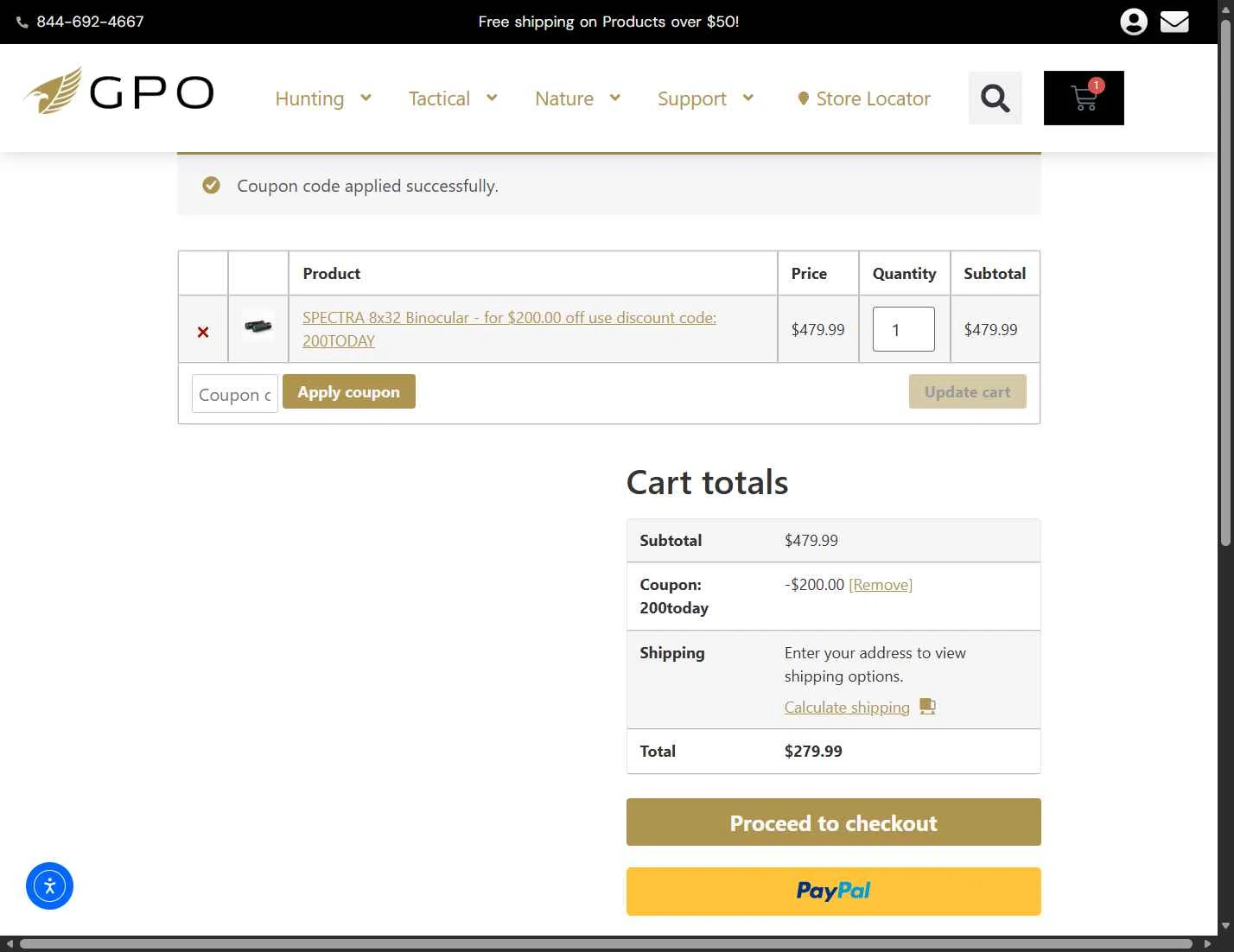 GPO USA checkout page showing GPO USA promo code box | Screenshot taken by SimplyCodes community member on Nov 18, 2025