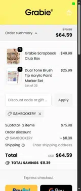 SAMBOOKERY coupon verification screenshot