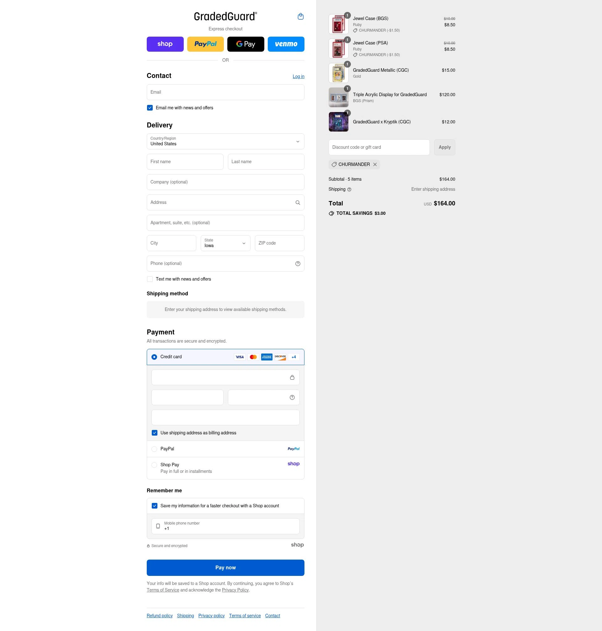 GradedGuard checkout page showing GradedGuard discount code box | Screenshot taken by SimplyCodes community member on Sep 4, 2025