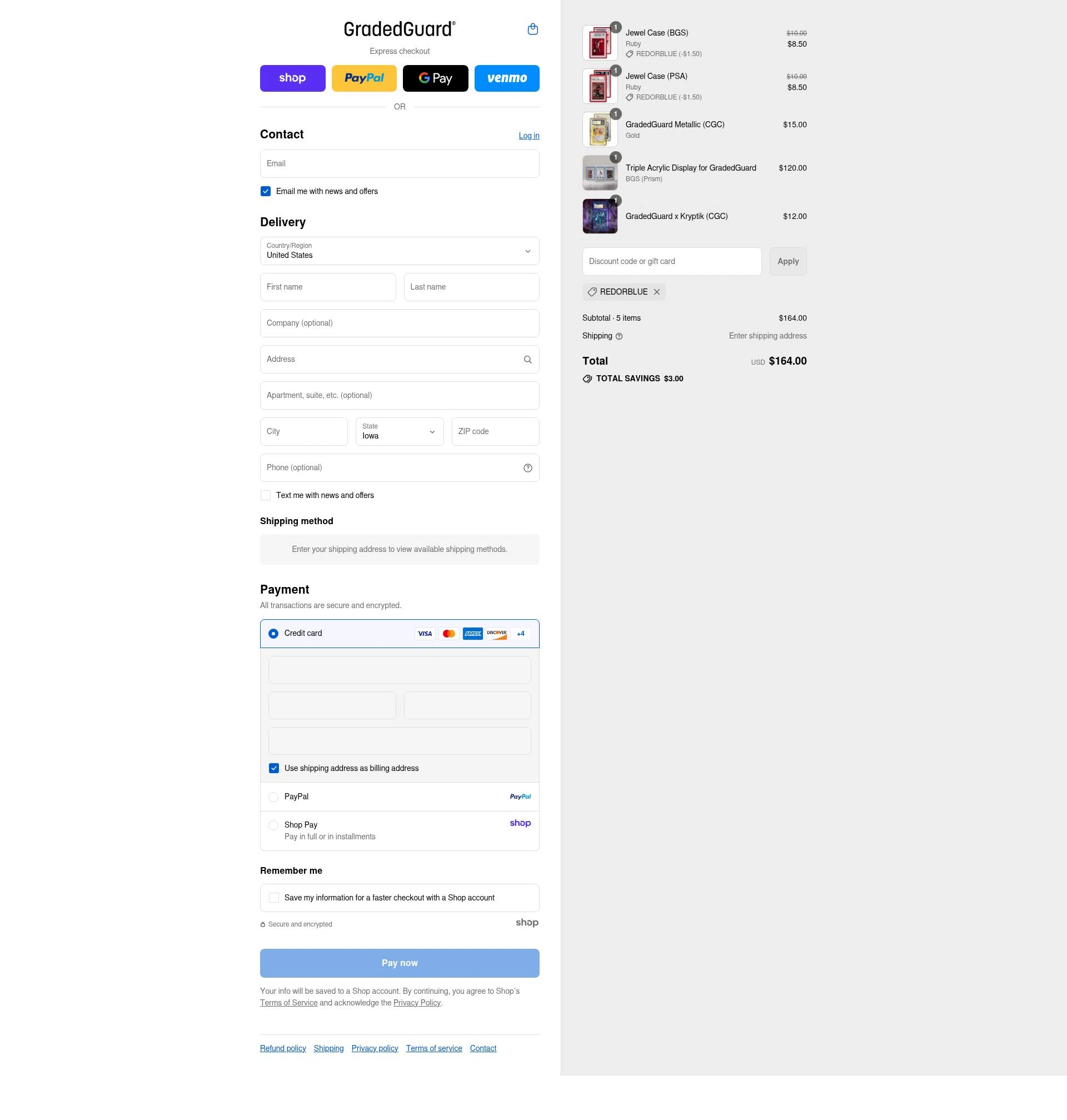 GradedGuard checkout page showing GradedGuard discount code box | Screenshot taken by SimplyCodes community member on Sep 4, 2025