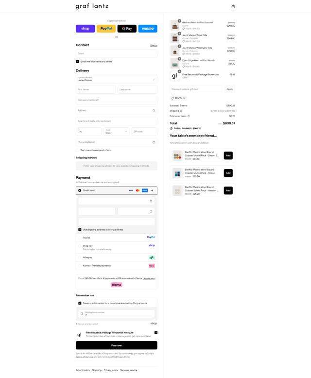 Graf Lantz checkout page showing Graf Lantz promo code box | Screenshot taken by SimplyCodes community member on Sep 12, 2025