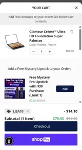 LISA10 coupon verification screenshot