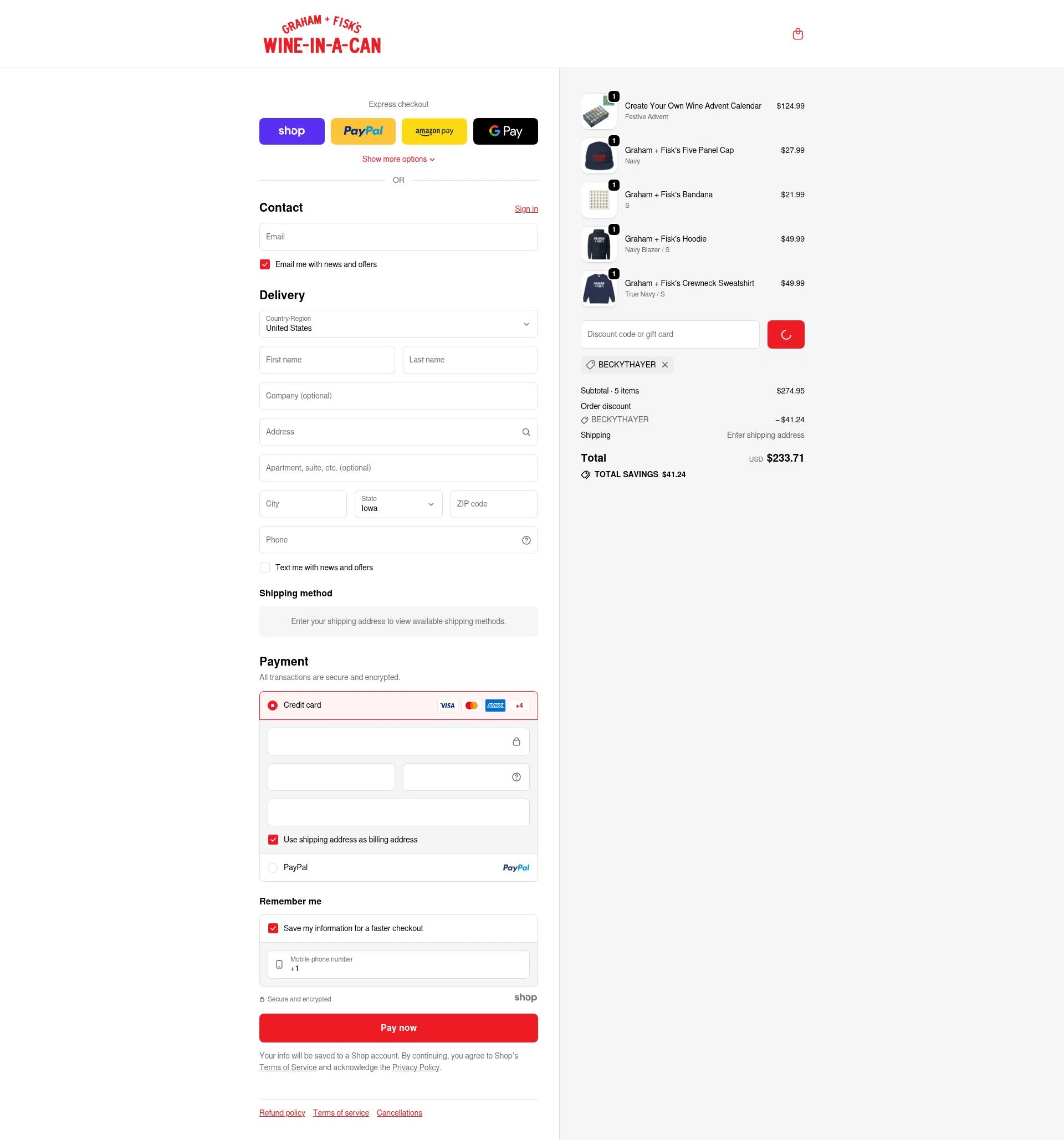 Graham + Fisk's checkout page showing Graham + Fisk's promo code box | Screenshot taken by SimplyCodes community member on Jan 2, 2026