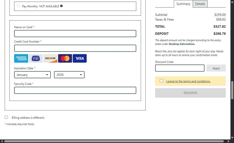 Grand Geneva Resort & Spa checkout page showing Grand Geneva Resort & Spa promo code box | Screenshot taken by SimplyCodes community member on Jan 21, 2026