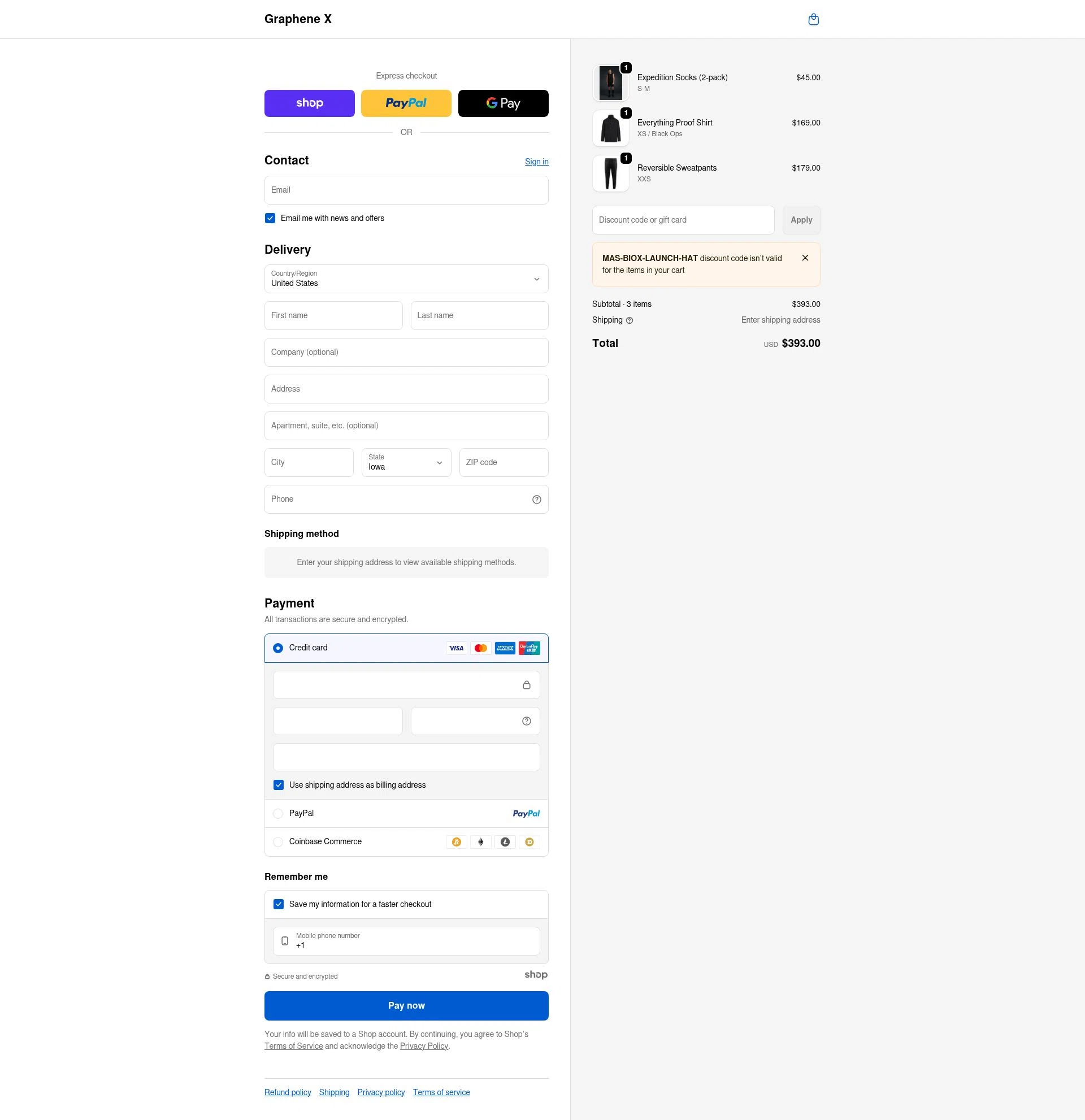 Graphene-X checkout page showing Graphene-X promo code box | Screenshot taken by SimplyCodes community member on Jan 2, 2026