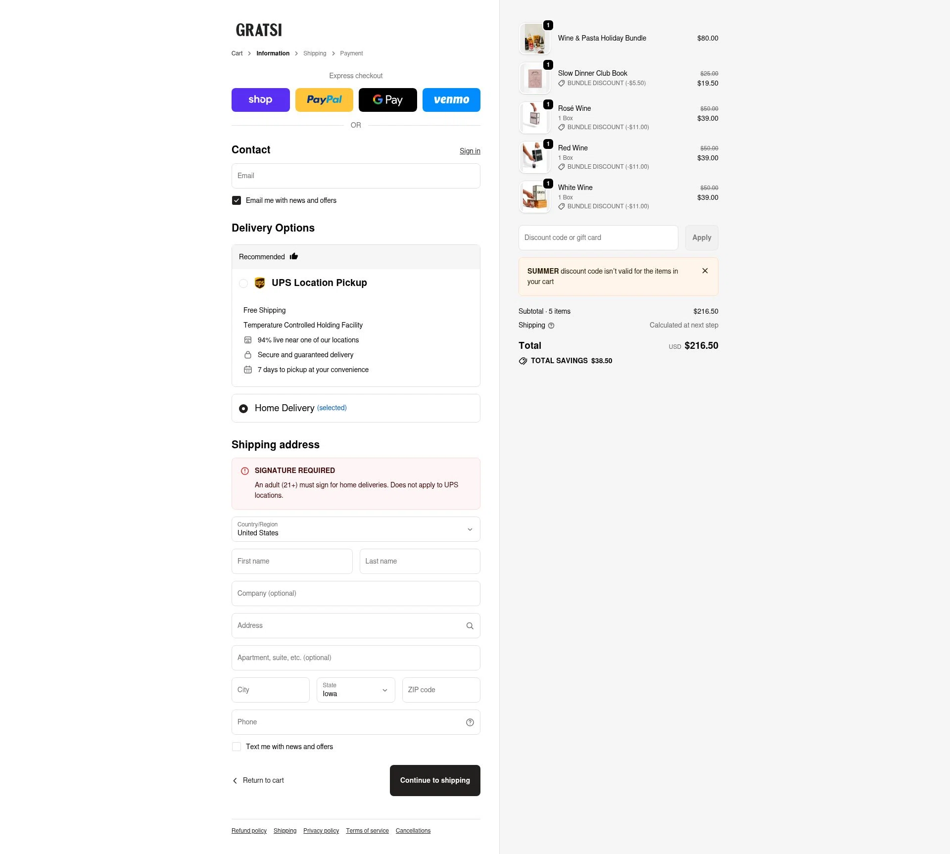 Gratsi checkout page showing Gratsi discount code box | Screenshot taken by SimplyCodes community member on Dec 22, 2025