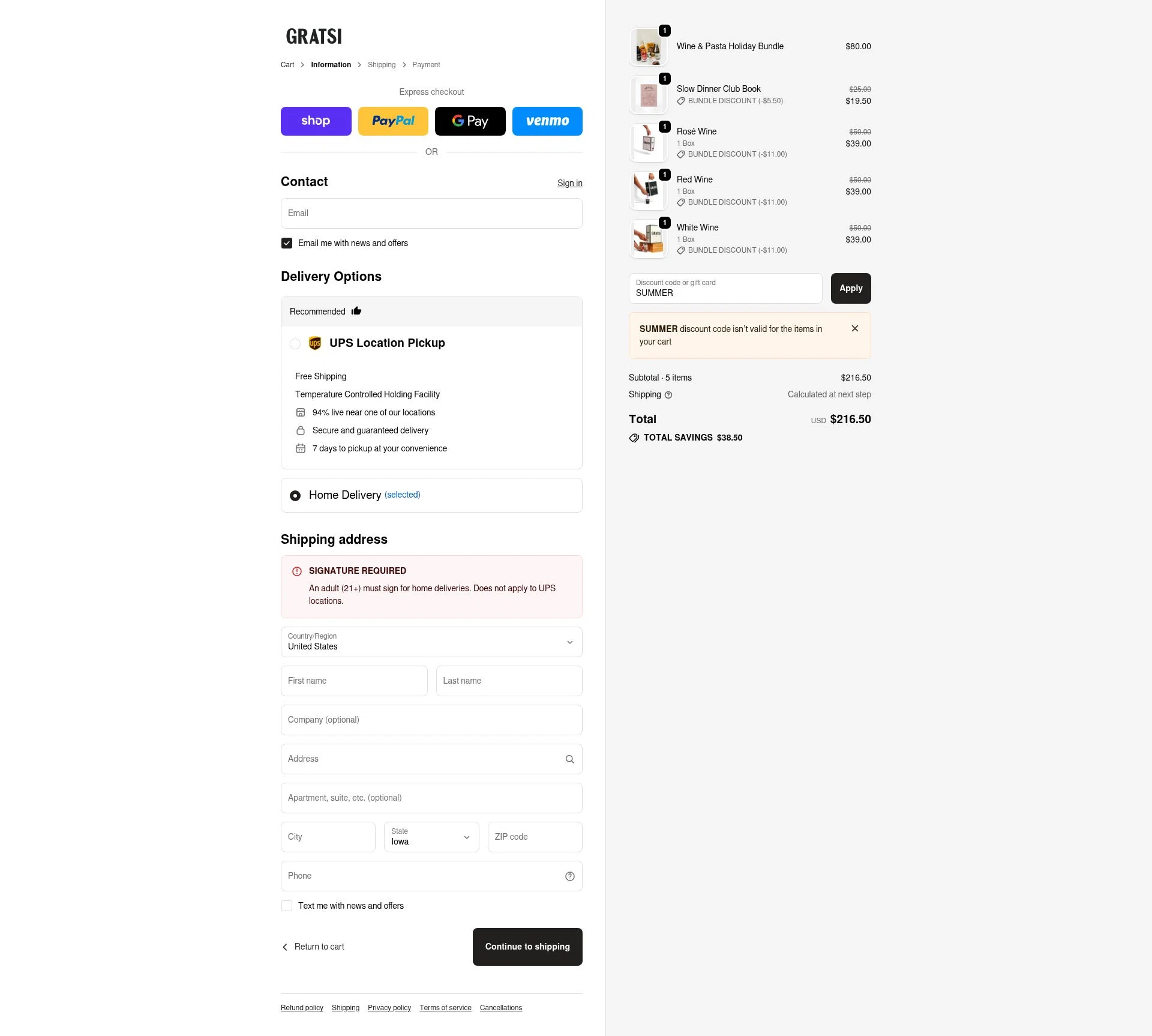 Gratsi checkout page showing Gratsi discount code box | Screenshot taken by SimplyCodes community member on Dec 15, 2025