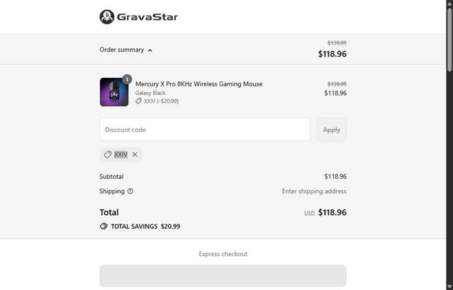 GravaStar checkout page showing GravaStar discount code box | Screenshot taken by SimplyCodes community member on Sep 6, 2025