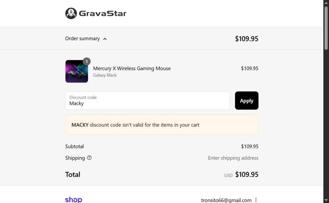 GravaStar checkout page showing GravaStar discount code box | Screenshot taken by SimplyCodes community member on Sep 7, 2025