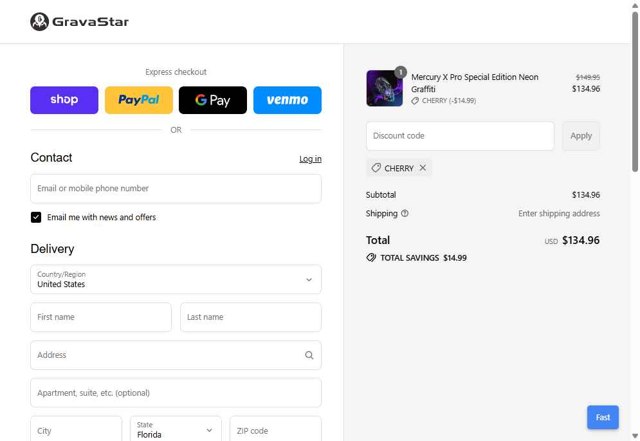 GravaStar checkout page showing GravaStar discount code box | Screenshot taken by SimplyCodes community member on Sep 6, 2025