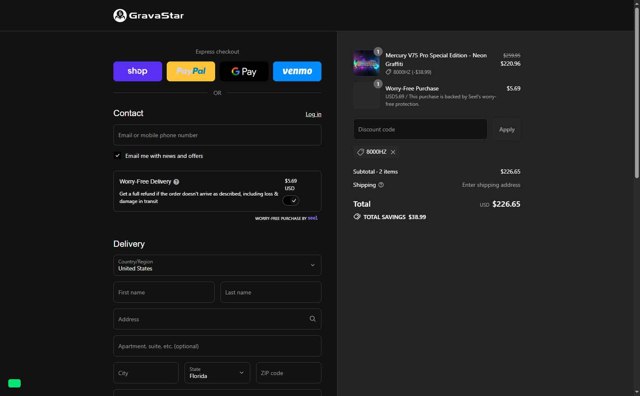 GravaStar checkout page showing GravaStar discount code box | Screenshot taken by SimplyCodes community member on Sep 6, 2025