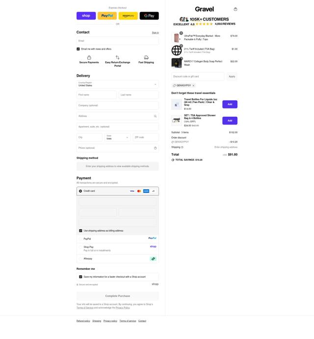 Gravel checkout page showing Gravel discount code box | Screenshot taken by SimplyCodes community member on Sep 12, 2025