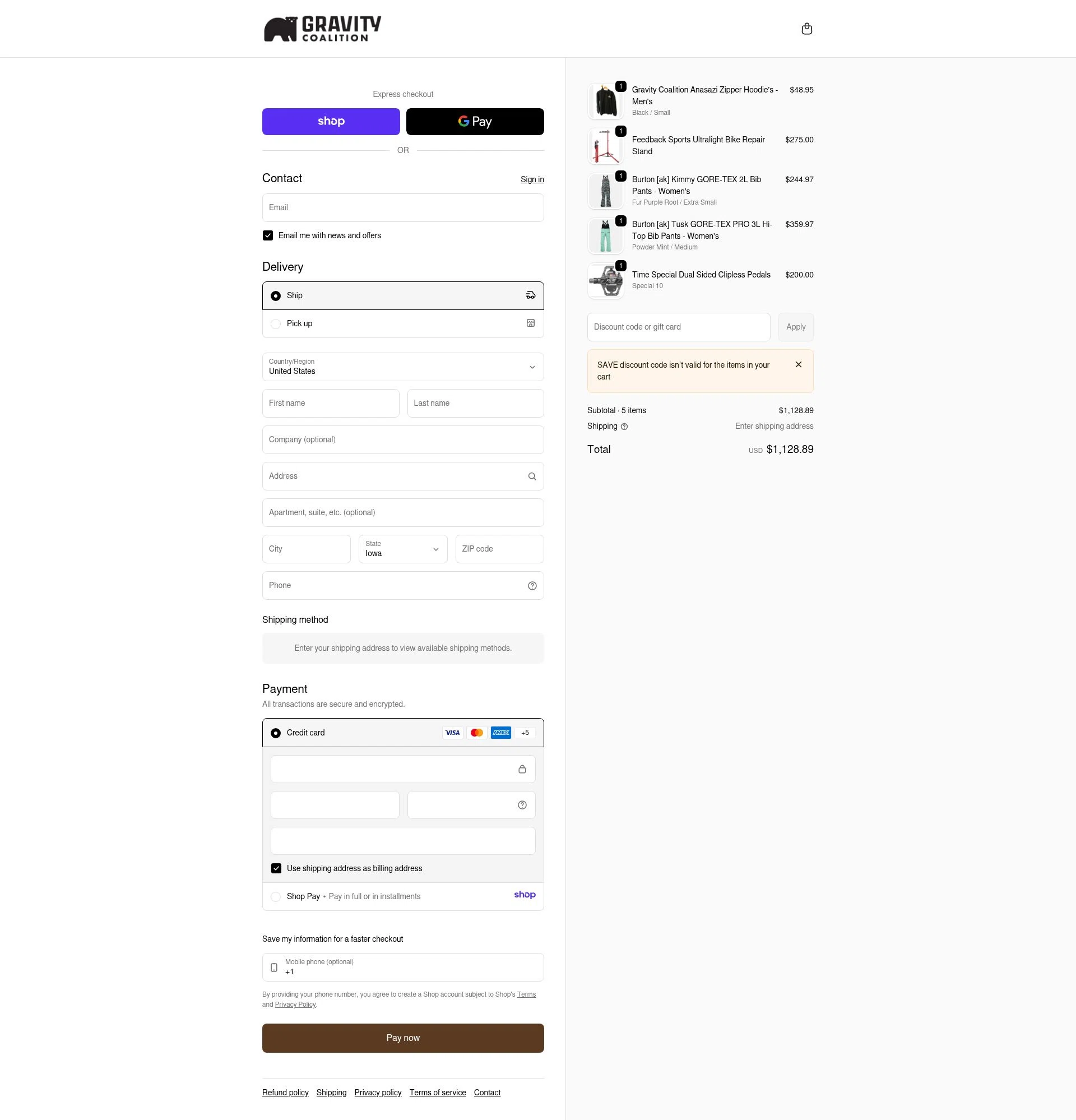 Gravity Coalition checkout page showing Gravity Coalition discount code box | Screenshot taken by SimplyCodes community member on Jan 15, 2026