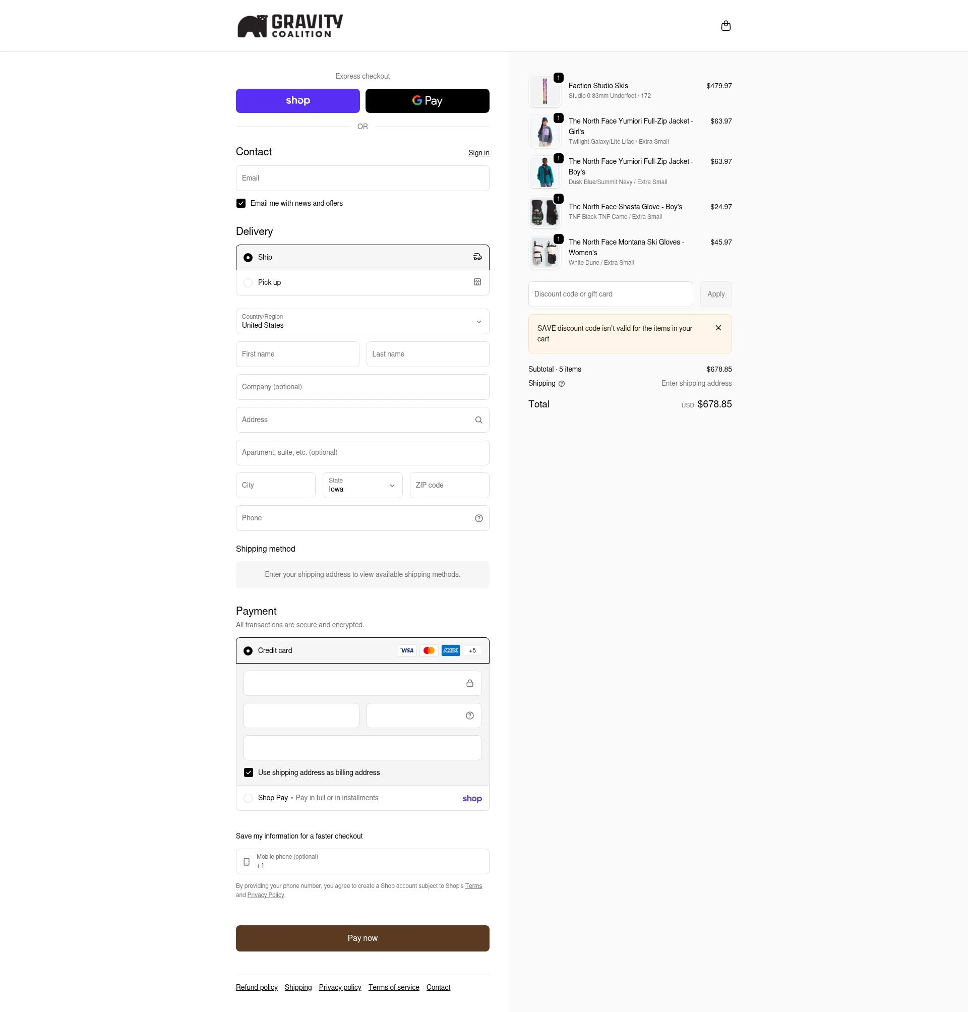 Gravity Coalition checkout page showing Gravity Coalition discount code box | Screenshot taken by SimplyCodes community member on Feb 15, 2026