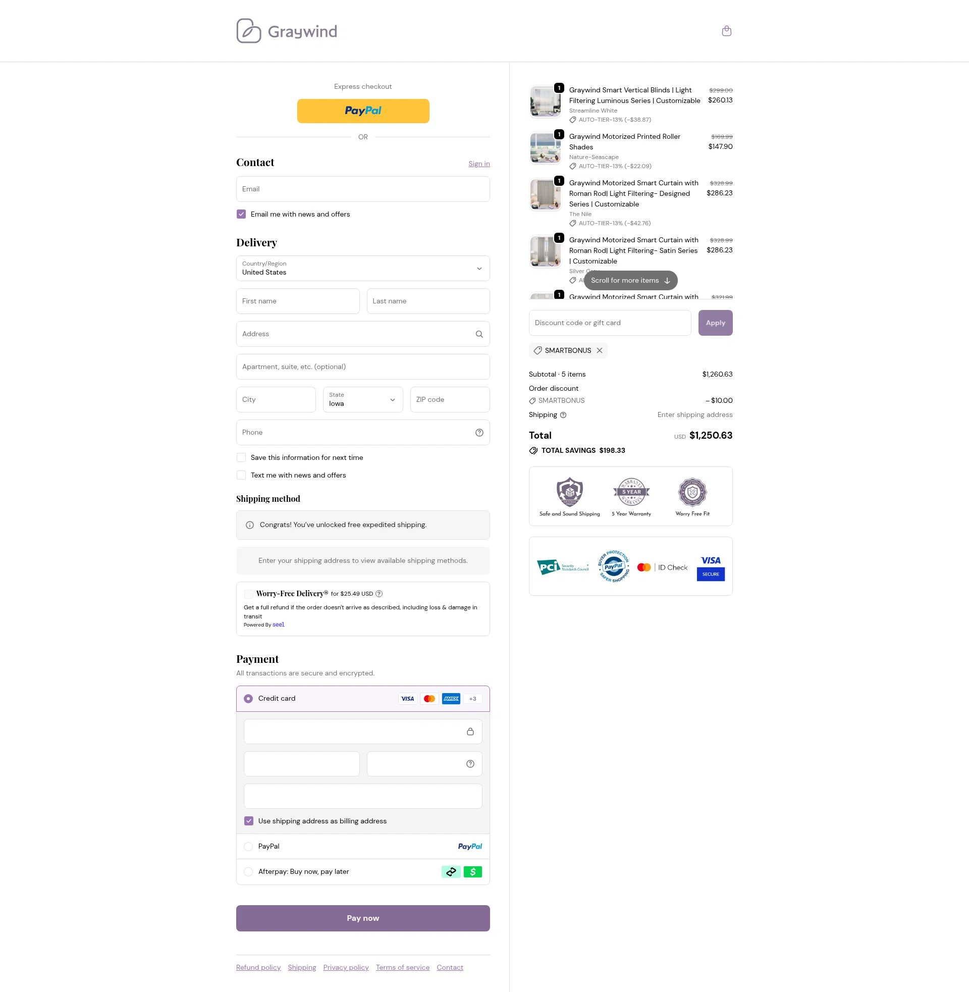 Graywind checkout page showing Graywind promo code box | Screenshot taken by SimplyCodes community member on Feb 1, 2026