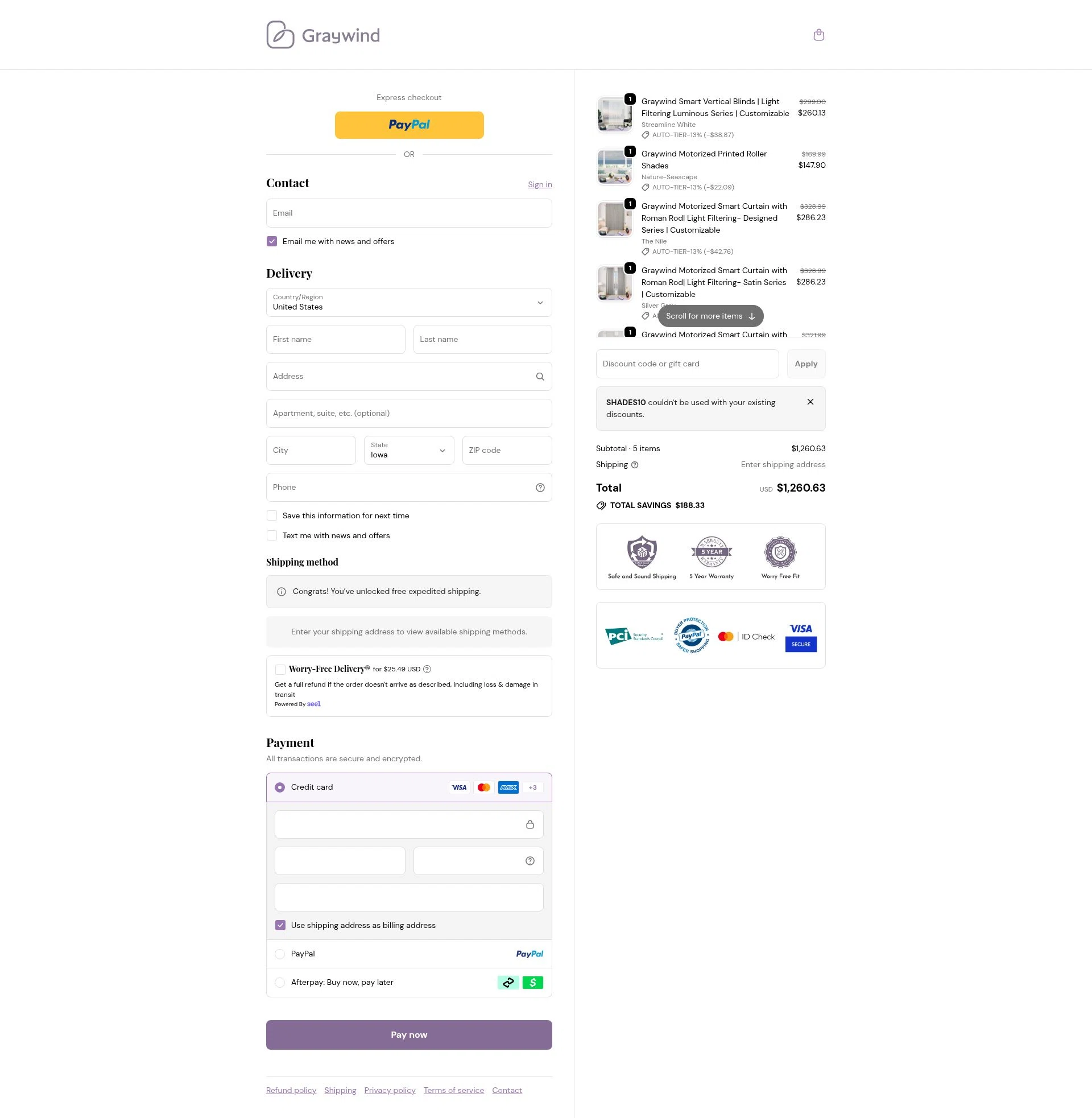 Graywind checkout page showing Graywind promo code box | Screenshot taken by SimplyCodes community member on Feb 6, 2026