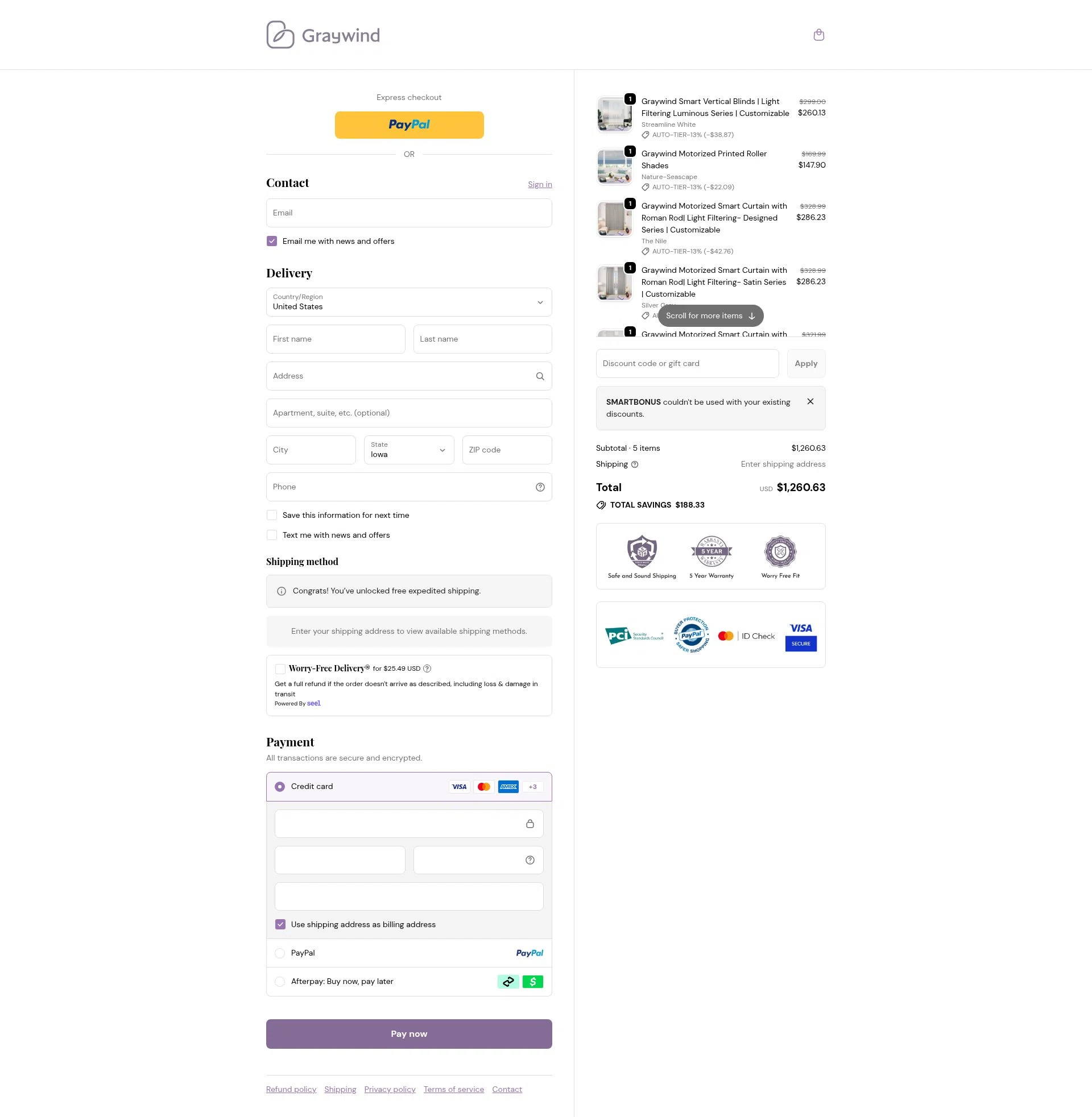 Graywind checkout page showing Graywind promo code box | Screenshot taken by SimplyCodes community member on Feb 6, 2026
